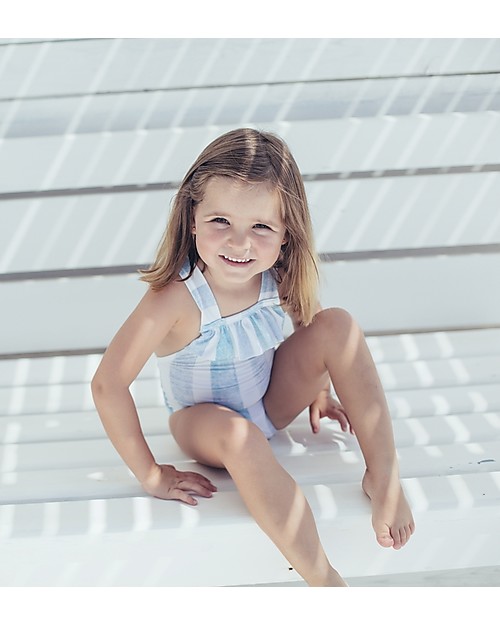 Maria Bianca Bathing Suit with Blue and White Stripes Swimsuits