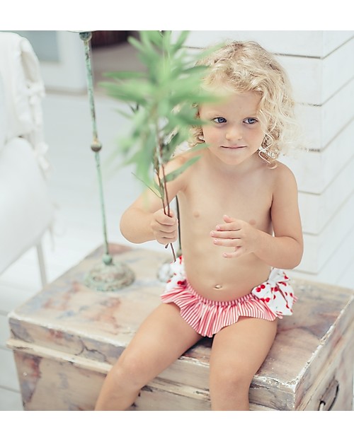 Maria Bianca Bikini for Girls, with Red Bows - Cute Cherry Pattern! Swimming Trunks
