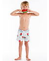 Maria Bianca Boy Swim Shorts, Light Blue Stripes/Popsicles Swimming Trunks