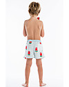 Maria Bianca Boy Swim Shorts, Light Blue Stripes/Popsicles Swimming Trunks