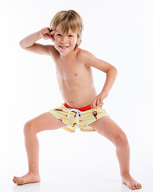 Maria Bianca Boy Swim Shorts, Parrots Swimming Trunks