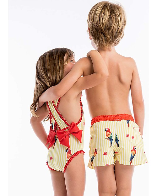Maria Bianca Boy Swim Shorts, Parrots Swimming Trunks