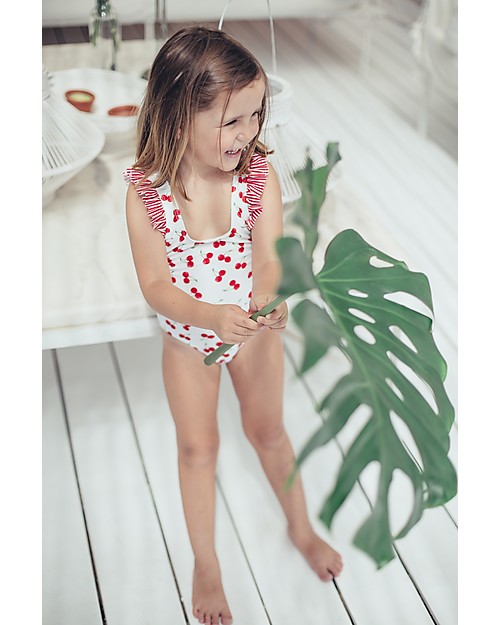 Maria Bianca Cherries Bathing Suit - Striped Bow at the Back! Swimsuits
