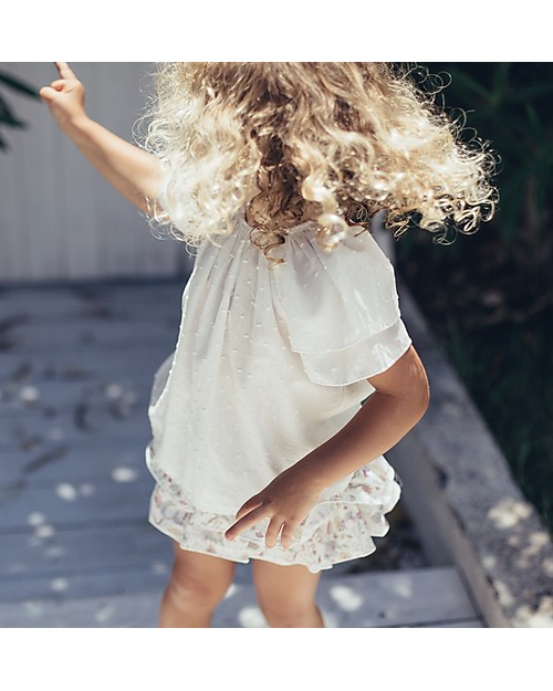 Maria Bianca Floral Bloomers with Turquoise Bow - 100% Cotton Shorts