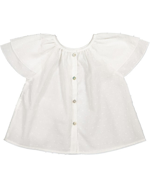 Maria Bianca Shoulder Blouse for Girls, Pearl - 100% Cotton Bluse