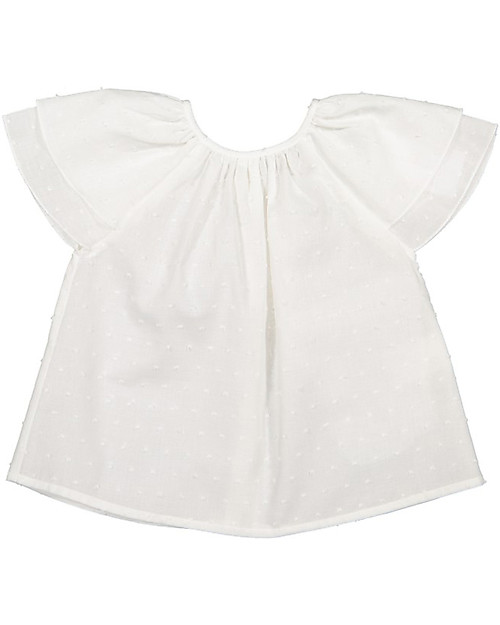 Maria Bianca Shoulder Blouse for Girls, Pearl - 100% Cotton Bluse