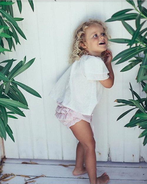 Maria Bianca Squared Bloomers for Girls, Light Pink - 100% Cotton Shorts