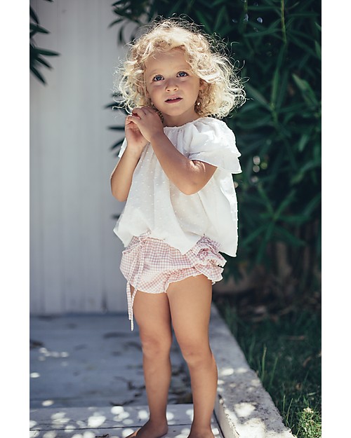 Maria Bianca Squared Bloomers for Girls, Light Pink - 100% Cotton Shorts