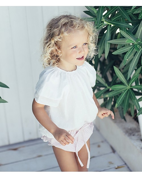 Maria Bianca Squared Bloomers for Girls, Light Pink - 100% Cotton Shorts