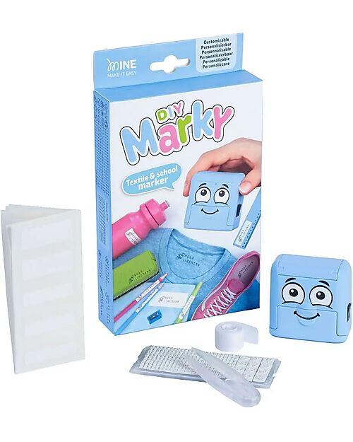 Marky Customizable Stamp - Blue - Perfect for Fabrics and School Supplies Stickers & Stamps Sets