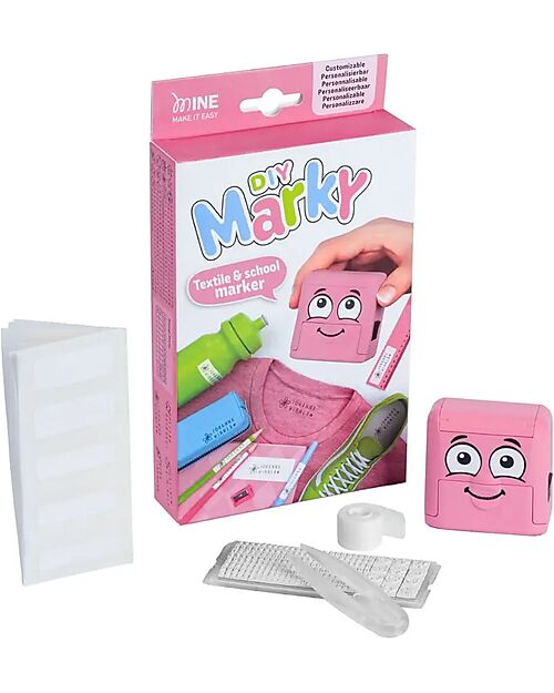Marky Customizable Stamp - Pink - Perfect for Fabrics and School Supplies Stickers & Stamps Sets