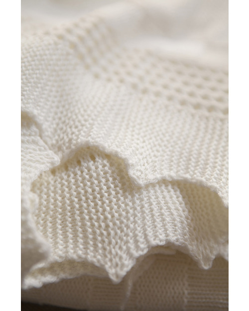 Marquise de Laborde Cream Royal Baby Basketweave Blanket - 100% Pure Merino Wool (110 x 100 cm) Muslin Swaddle