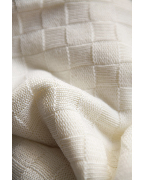 Marquise de Laborde Cream Royal Baby Basketweave Blanket - 100% Pure Merino Wool (110 x 100 cm) Muslin Swaddle