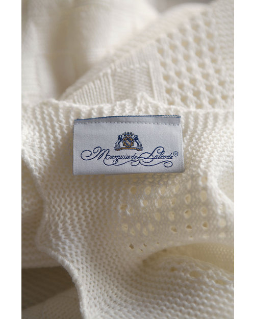 Marquise de Laborde Cream Royal Baby Basketweave Blanket - 100% Pure Merino Wool (110 x 100 cm) Muslin Swaddle