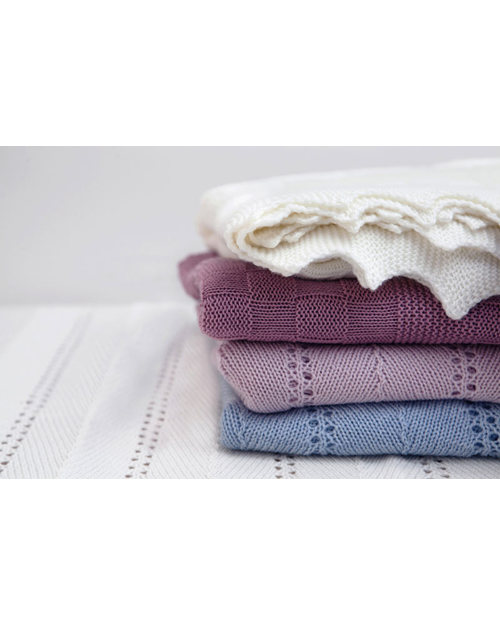 Marquise de Laborde Cream Royal Baby Basketweave Blanket - 100% Pure Merino Wool (110 x 100 cm) Muslin Swaddle