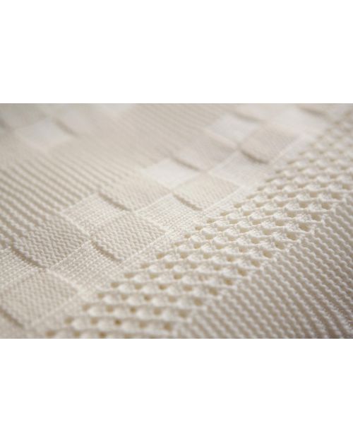 Marquise de Laborde Cream Royal Baby Basketweave Blanket - 100% Pure Merino Wool (110 x 100 cm) Muslin Swaddle