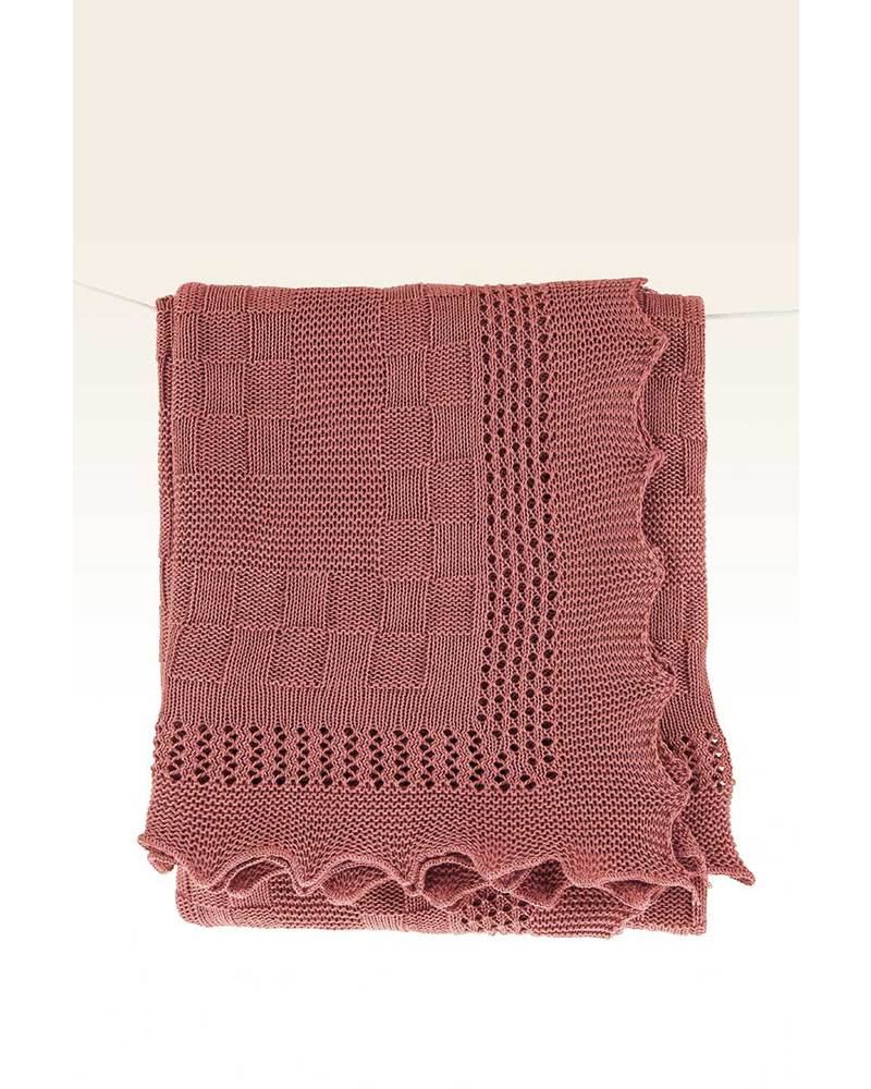 Marquise De Laborde Dusty Rose Royal Baby Basketweave Blanket 100 Cotton 110 X 100 Cm Girl