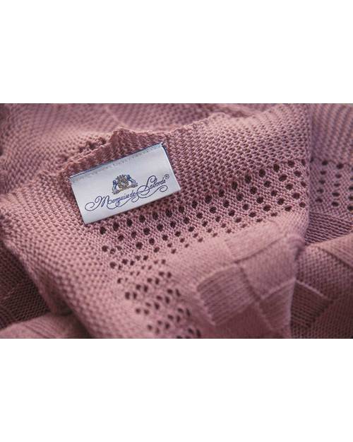 Marquise de Laborde Dusty Rose Royal Baby Basketweave Blanket - 100% Cotton (110 x 100 cm) Muslin Swaddle