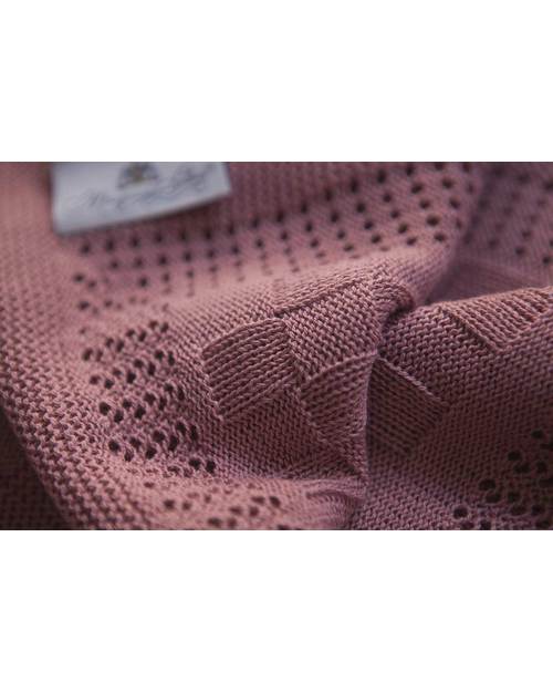 Marquise de Laborde Dusty Rose Royal Baby Basketweave Blanket - 100% Cotton (110 x 100 cm) Muslin Swaddle