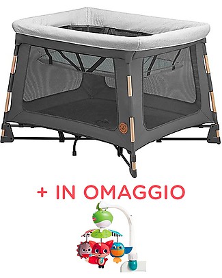 Maxi Cosi Swift 3 in 1 Cot - Graphite - From birth to 3 years + Portable Musical Mobile Single Bed
