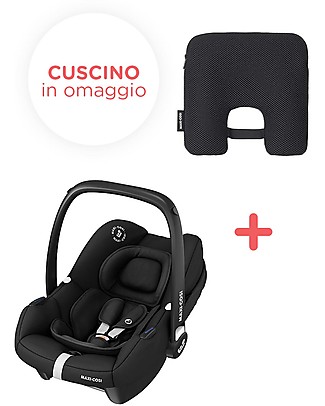 Maxi Cosi Tinca Car Seat Essential Black + E-Safety Smart Cushion Car Seats Group 0+/1