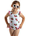 Meia Pata Baby Bathing Suit La Digue - Raspberries - with Ruffles and Bow Swimsuits
