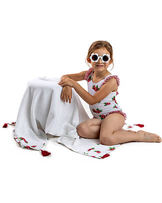 Meia Pata Baby Bathing Suit La Digue - Raspberries - with Ruffles and Bow Swimsuits