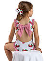 Meia Pata Baby Bathing Suit La Digue - Raspberries - with Ruffles and Bow Swimsuits