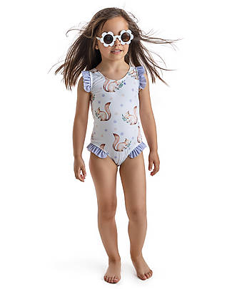 Meia Pata Baby Bathing Suit La Digue - Squirrel Lilac - with Ruffles and Bow Swimsuits