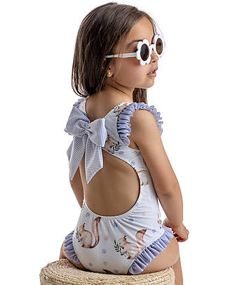 Meia Pata Baby Bathing Suit La Digue - Squirrel Lilac - with Ruffles and Bow Swimsuits