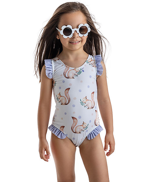 Meia Pata Baby Bathing Suit La Digue - Squirrel Lilac - with Ruffles and Bow Swimsuits