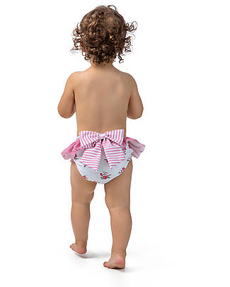 Meia Pata Baby Bikini Bottom - Flowers - with Ruffles and Bow Bikinis And Tankinis