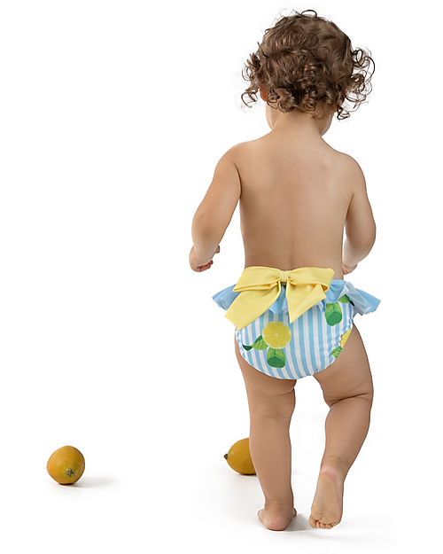 Meia Pata Baby Bikini Bottom - Lemons - with Ruffles and Bow Bikinis And Tankinis