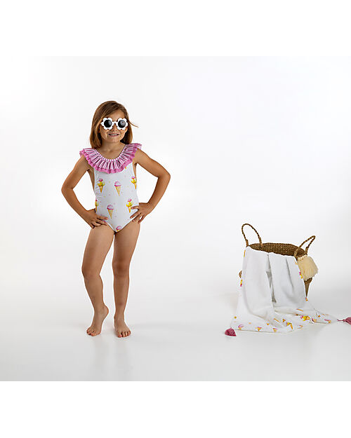 Meia Pata Bathing Suit Cancun - Ice Creams - with Ruffles and Bow Swimsuits