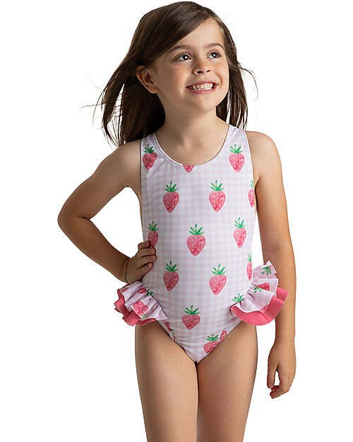 Meia Pata Bathing Suit Holbox - Strawberries - with Ruffles and Bow Swimsuits