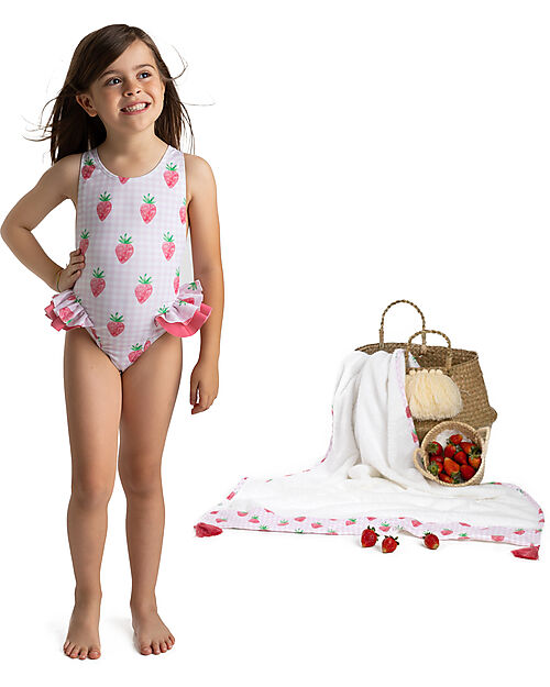 Meia Pata Bathing Suit Holbox - Strawberries - with Ruffles and Bow Swimsuits