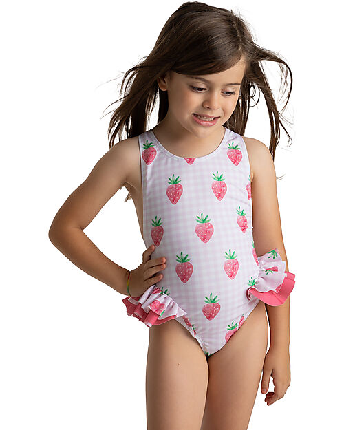 Meia Pata Bathing Suit Holbox - Strawberries - with Ruffles and Bow Swimsuits