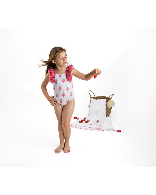 Meia Pata Bathing Suit Tulum - Strawberries - with Ruffles and Bow Swimsuits