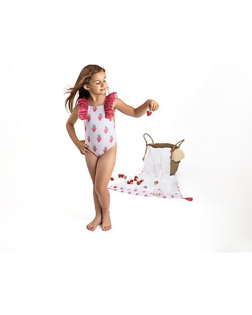 Meia Pata Bathing Suit Tulum - Strawberries - with Ruffles and Bow Swimsuits