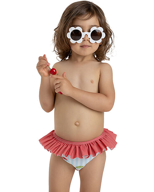 Meia Pata Bikini Bottom - Cherries - with Ruffles and Bow Bikinis And Tankinis