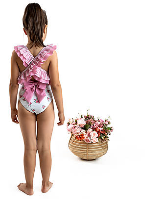 Meia Pata Seychelles Swimsuit - Flowers - with Ruffles and Bow Swimsuits
