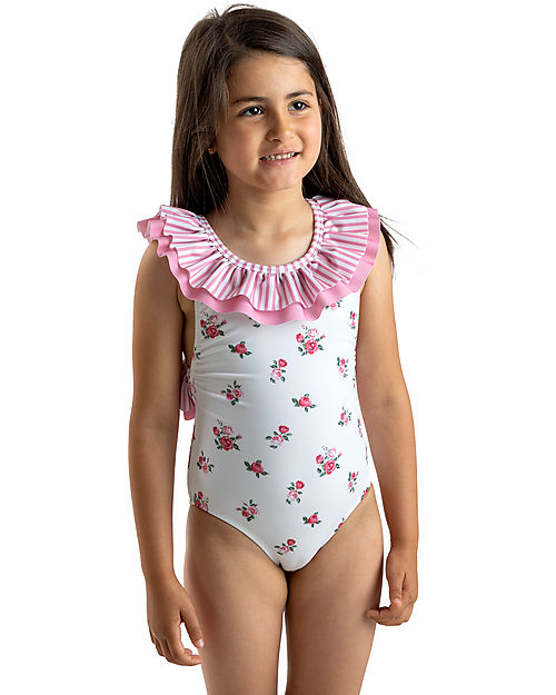 Meia Pata Seychelles Swimsuit - Flowers - with Ruffles and Bow Swimsuits