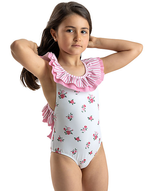 Meia Pata Seychelles Swimsuit - Flowers - with Ruffles and Bow Swimsuits