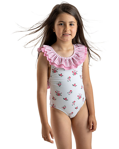 Meia Pata Seychelles Swimsuit - Flowers - with Ruffles and Bow Swimsuits