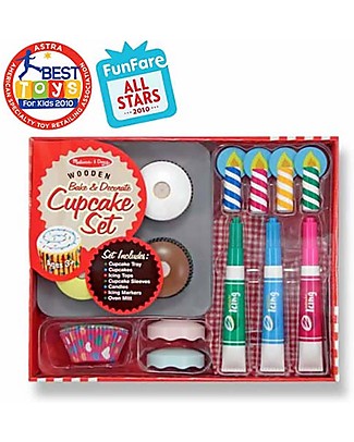 Melissa & Doug Bake and Decorate Cupcake Set - With loads of toppings and chef tools! Wooden Blocks & Construction Sets