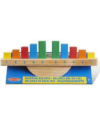 Melissa & Doug Balance Toy for Kids - Ten Rainbow Pieces Wooden Stacking Toys