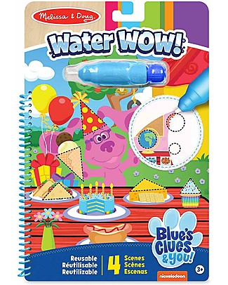 Melissa & Doug Blue's Clues & You - Water Wow Magical Coloring Cards - Colours and Shapes - 4 Cards with Refillable Water Pen Draw And Color
