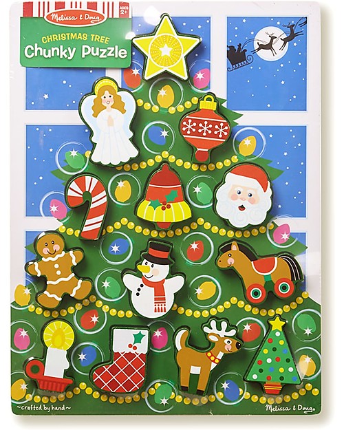 Melissa & Doug Chunky Jigsaw Puzzle, 13 pieces - Christmas Tree - Great Gift Idea! Puzzles