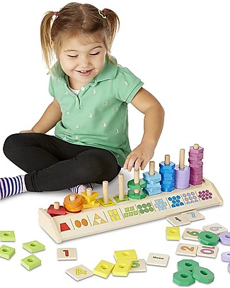 Melissa & Doug Counting Shape Stacker - Wooden Pieces Wooden Stacking Toys