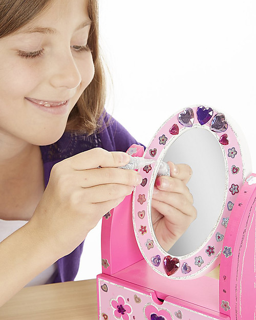 Melissa & Doug Decorate your Own Wooden Vanity - Stickers and Glitter Glues Included! Pretend Play